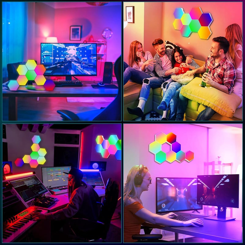 Hervika 8 Pack DIY Hexagon LED Lights, Music Sync RGB Gaming Lights with APP Smart Wall Lights for Bedroom Living Room Decor - Image 5